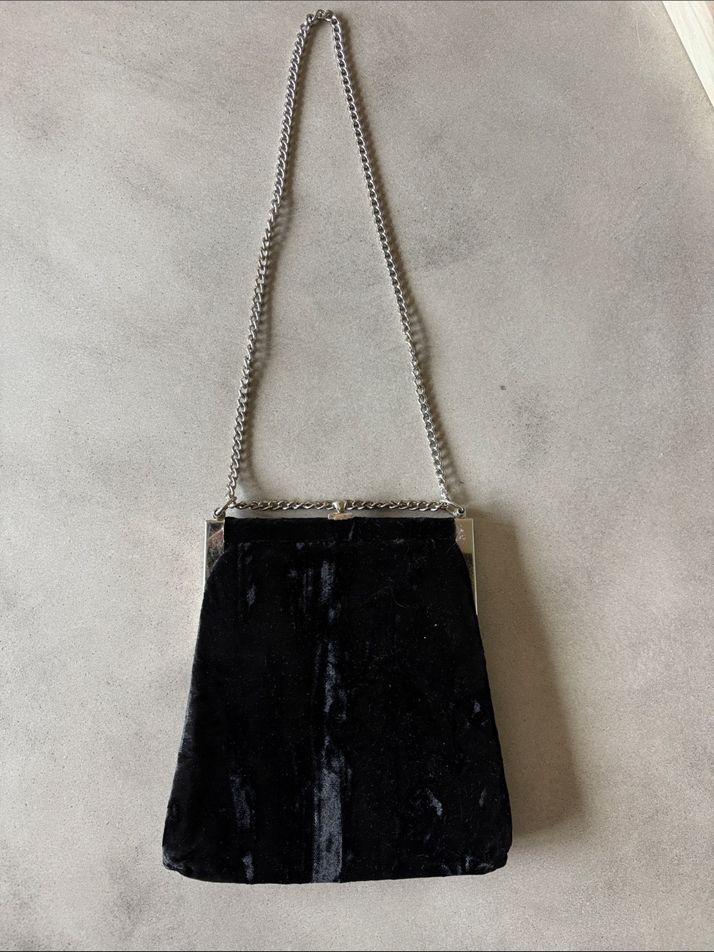 Vintage Black Velvet Chain Shoulder Bag